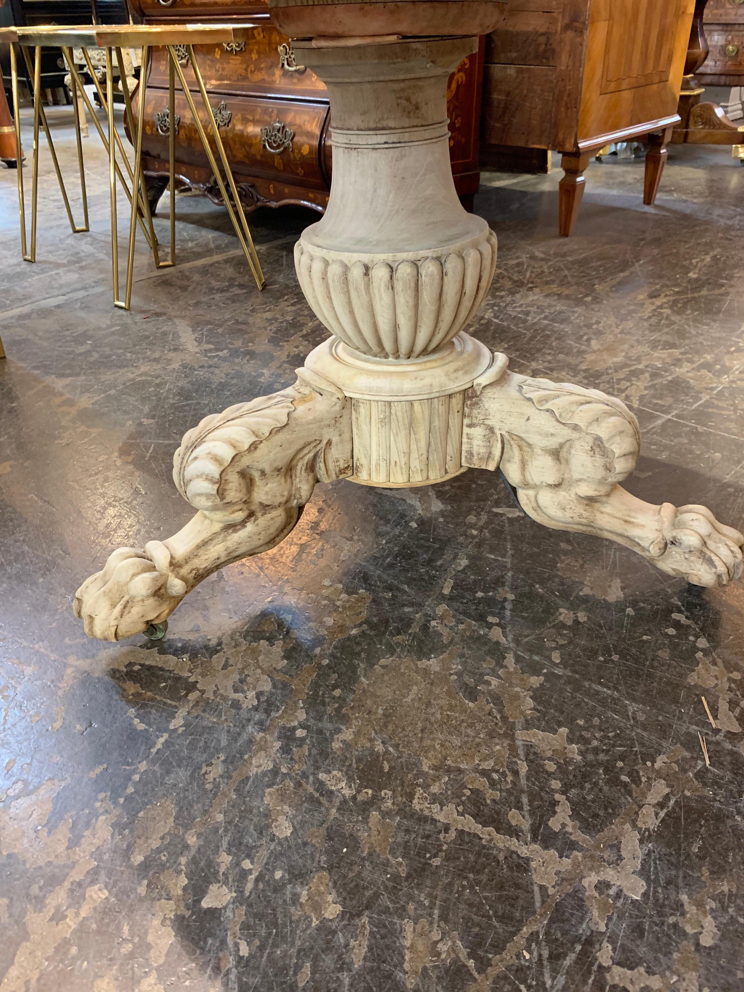 19th Century French Charles X Carved and Bleached Mahogany Side Table In Good Condition In Dallas, TX