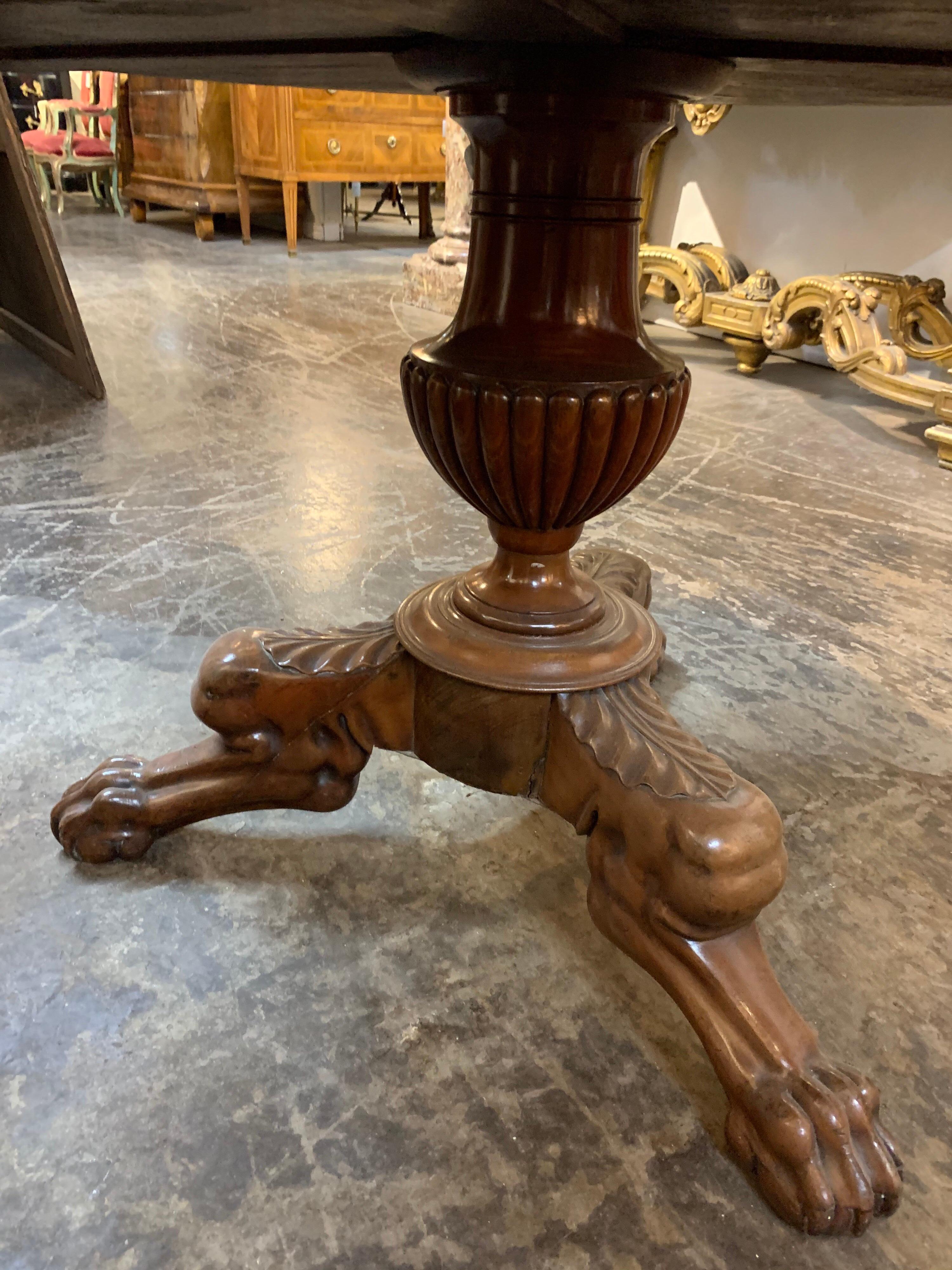 19th Century French Charles X Carved Mahogany Center Table 1