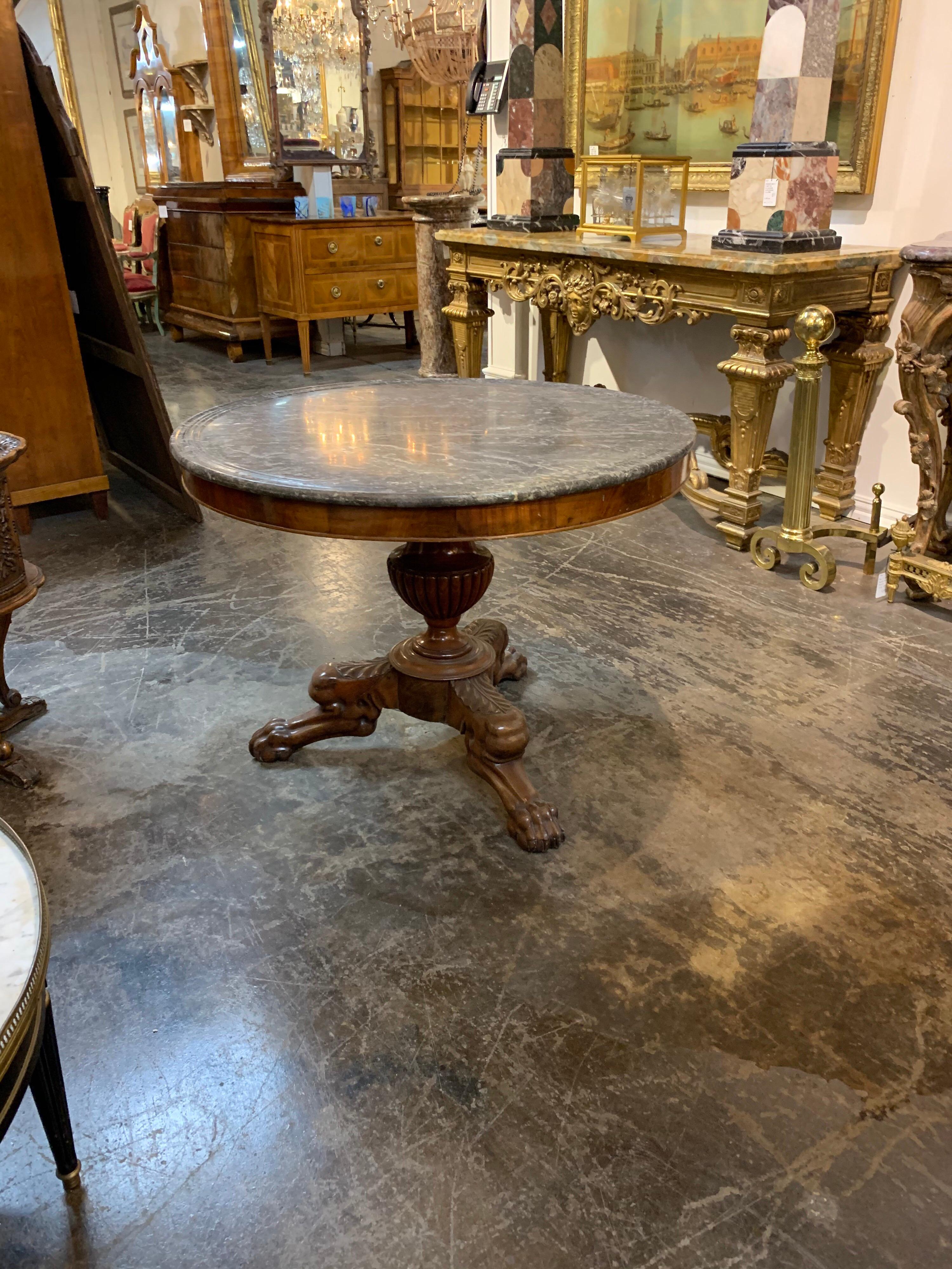 19th Century French Charles X Carved Mahogany Center Table 2