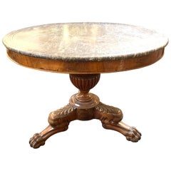 19th Century French Charles X Carved Mahogany Center Table