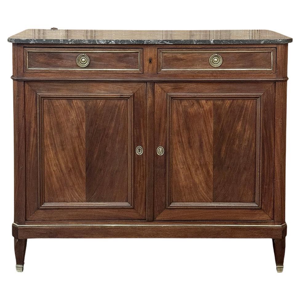 19th Century French Charles X Mahogany Marble Top Buffet en venta