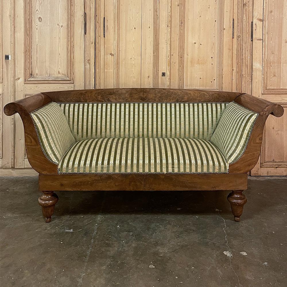 Hand-Crafted 19th Century French Charles X Mahogany Sofa For Sale