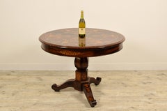 19th Century French Charles X Paved and Inlaid Centre Table with Round Top