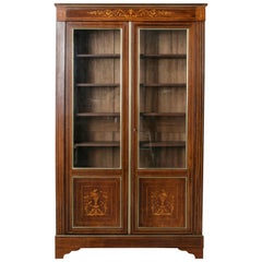 19th Century French Charles X Period Mahogany and Lemon Wood Marquetry Bookcase