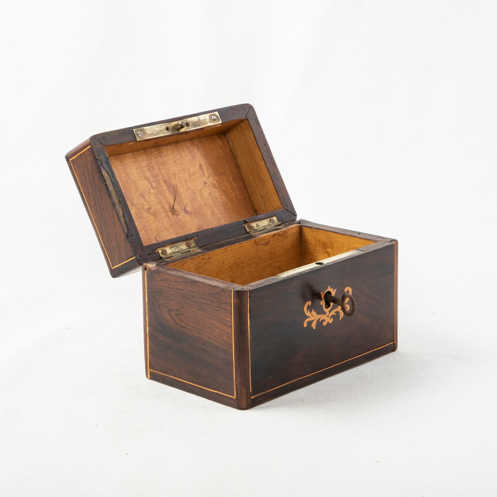 19th Century French Charles X Period Mahogany and Lemonwood Marquetry Coin Box 4