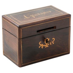 19th Century French Charles X Period Mahogany and Lemonwood Marquetry Coin Box