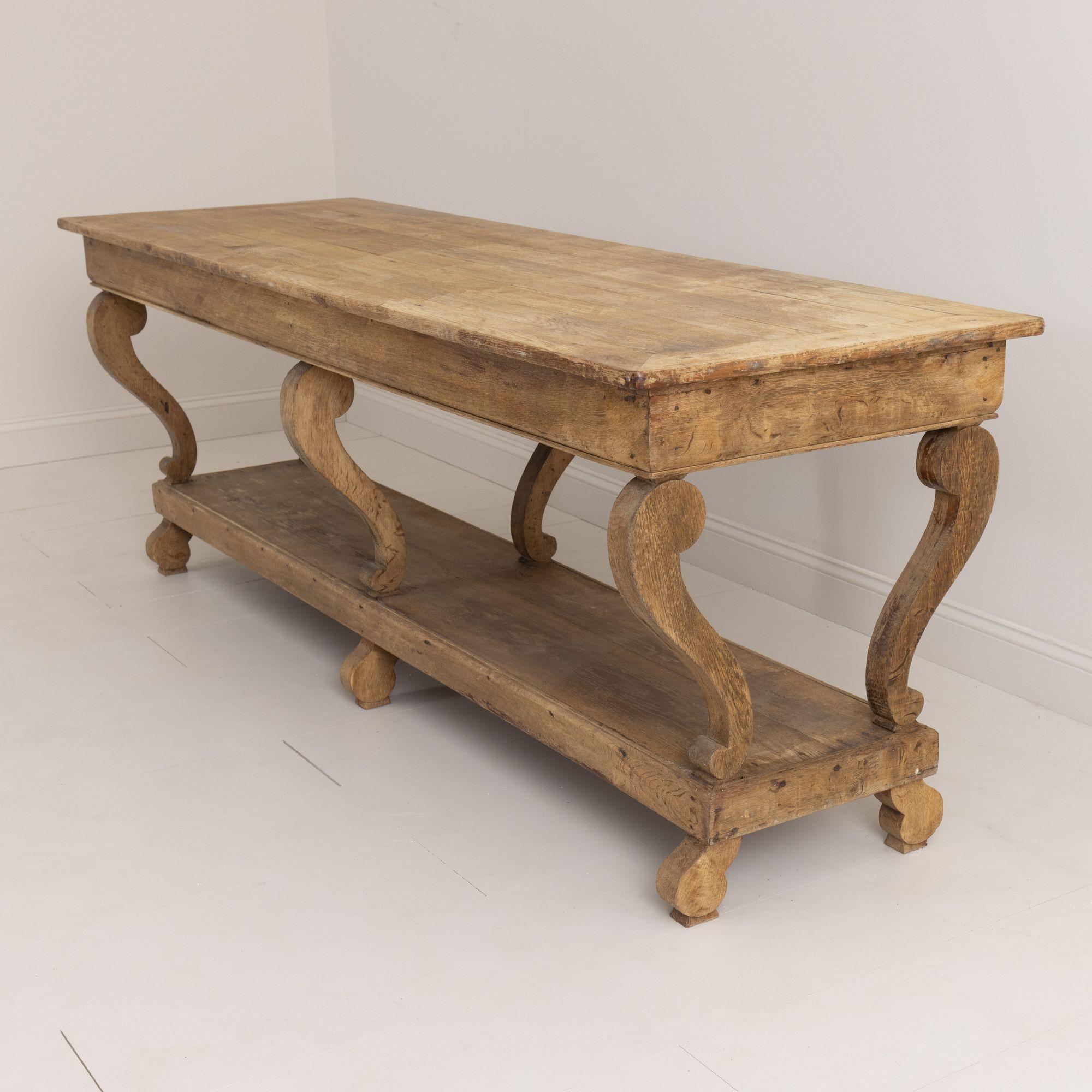 Hand-Carved 19th Century French Charles X Period Oak Draper's Table in Original Patina