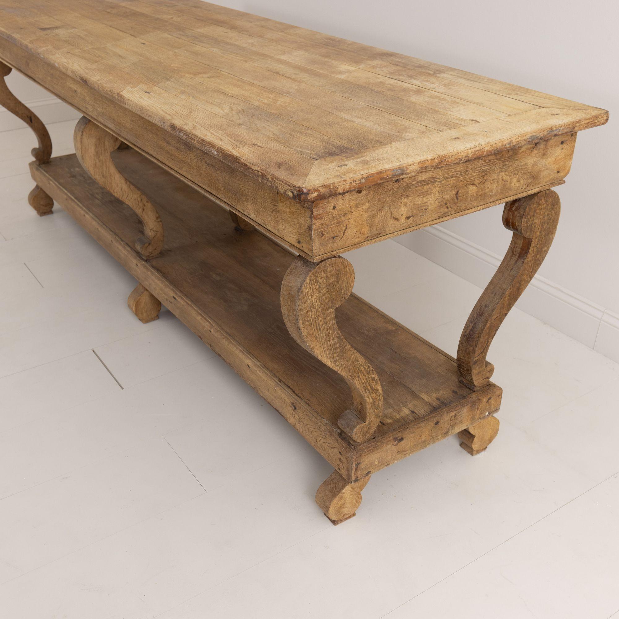 19th Century French Charles X Period Oak Draper's Table in Original Patina In Good Condition In Wichita, KS