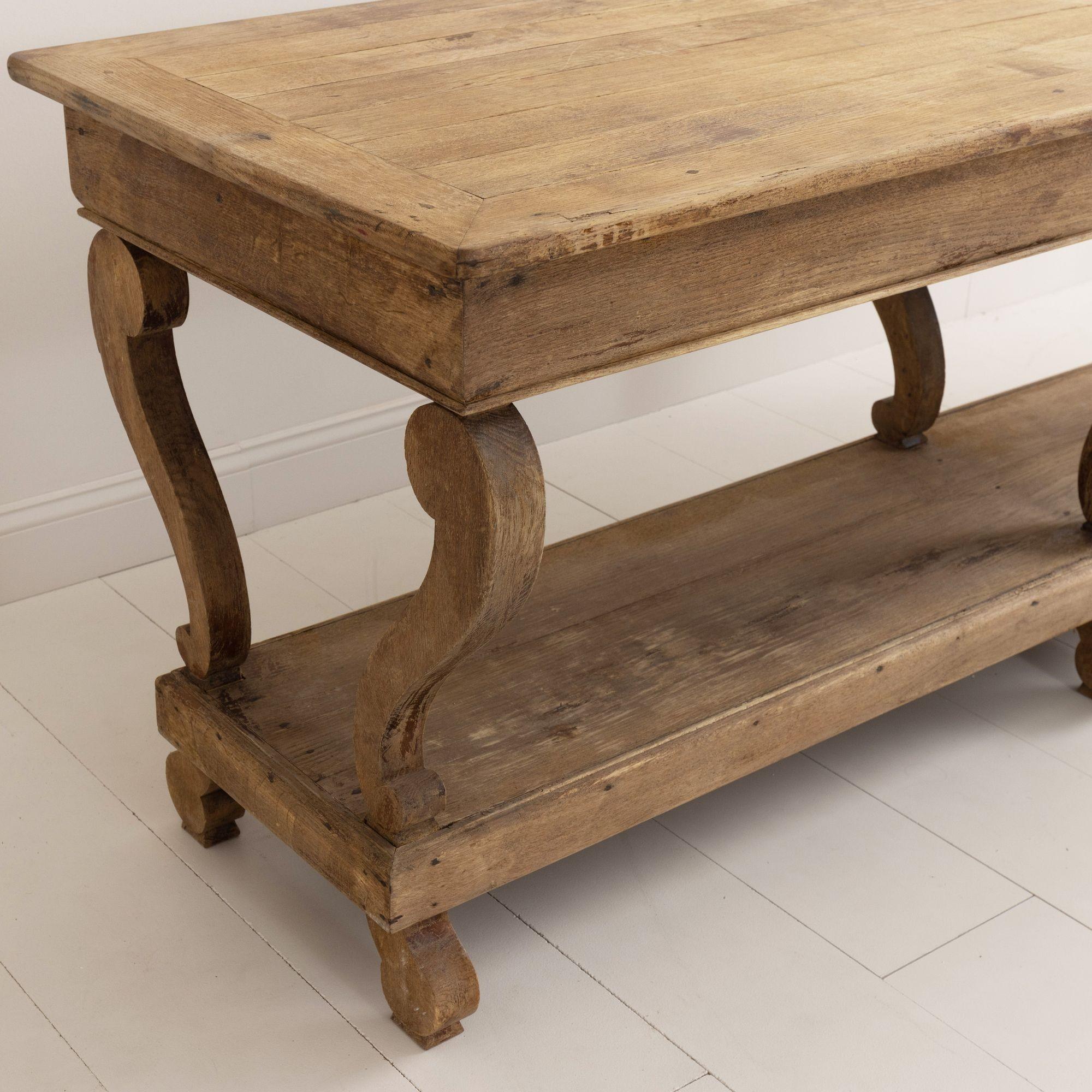 19th Century French Charles X Period Oak Draper's Table in Original Patina 2