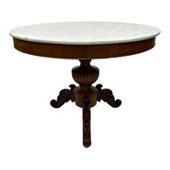 19th Century French Charles X Table with White Marble Top