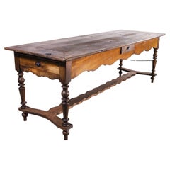 19th Century French Chateau Rectangular Dining Table, Cherry Wood
