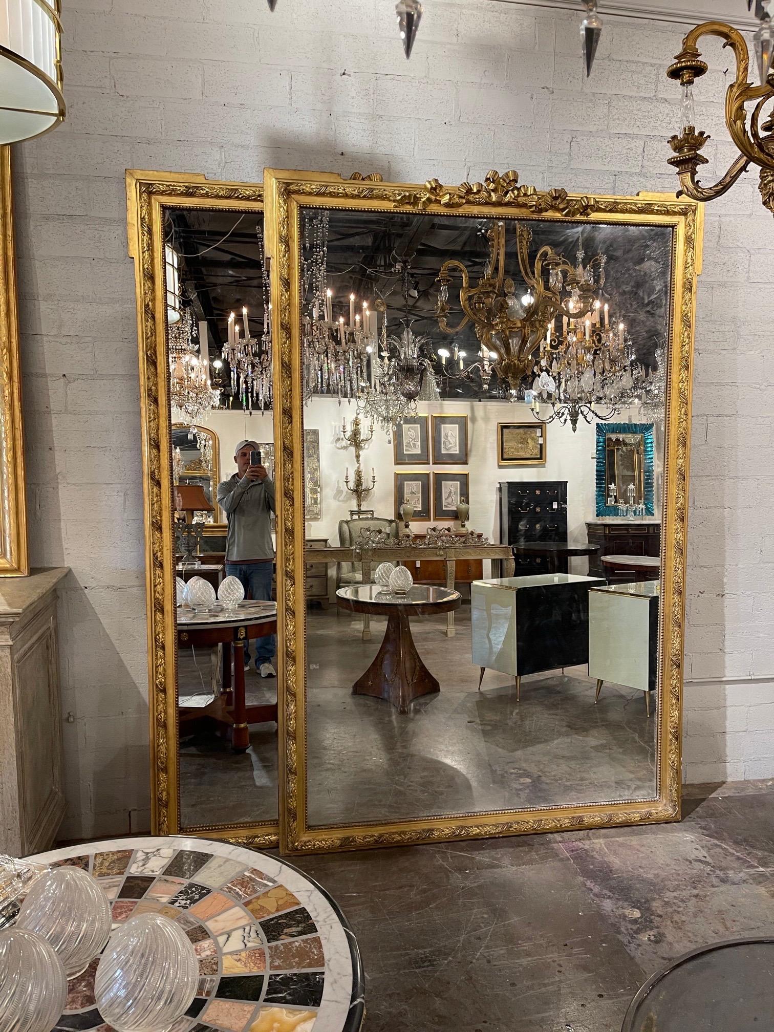 19th Century French Chateau Style Louis XVI Style Mirror In Good Condition In Dallas, TX