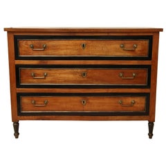 19th Century French Cherry Commode with Ebonized Wood Trim and Brass Inlay