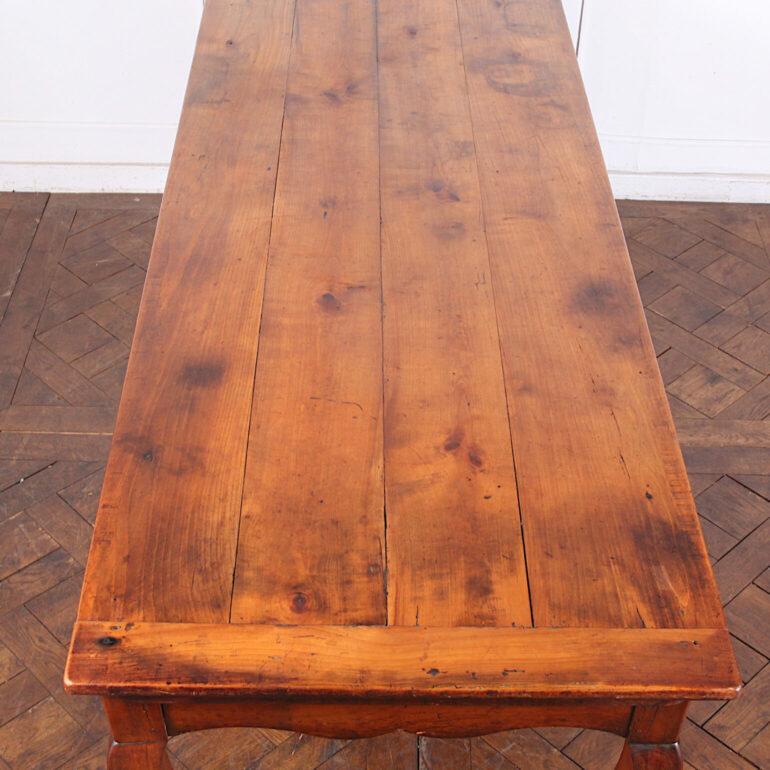 Country 19th Century French Cherry Farm Table Dining Table For Sale