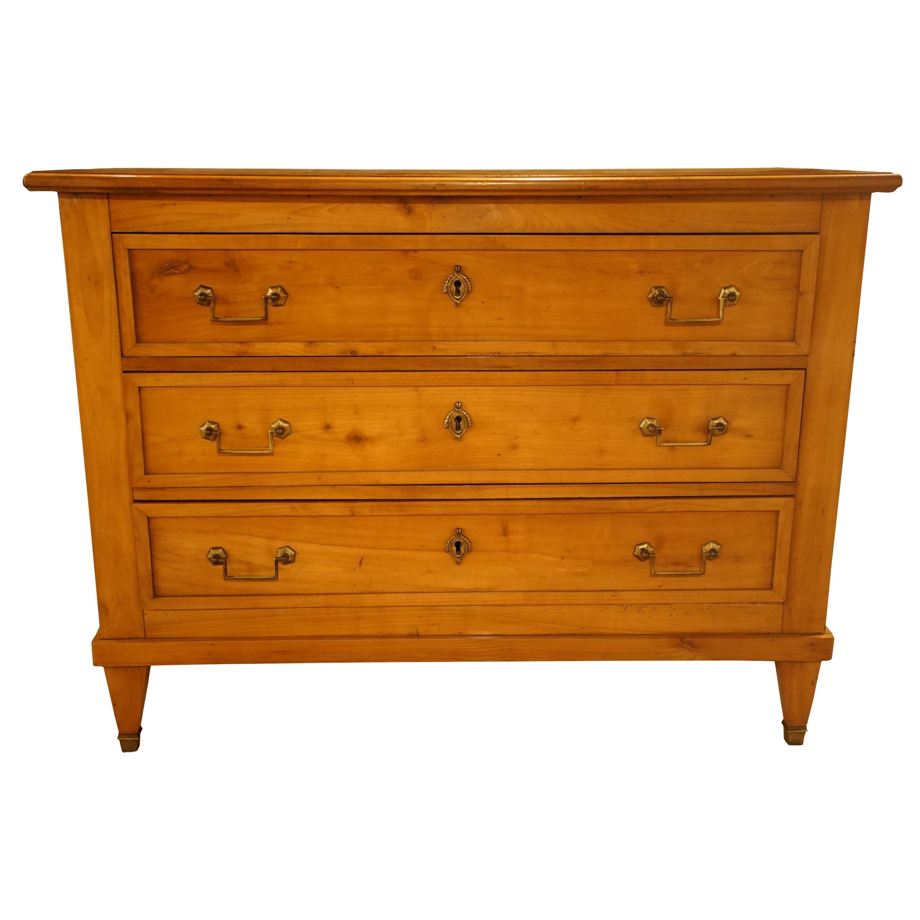 19th Century French Cherry Wood Chest of Drawers For Sale