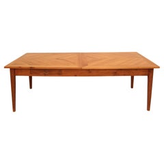 19th Century French Cherry Wood Dining Table with Parquetry Top