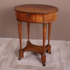 19th Century French Cherrywood and Gilt Metal Work or Lamp Table