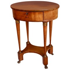 19th Century French Cherrywood and Gilt Metal Work or Lamp Table