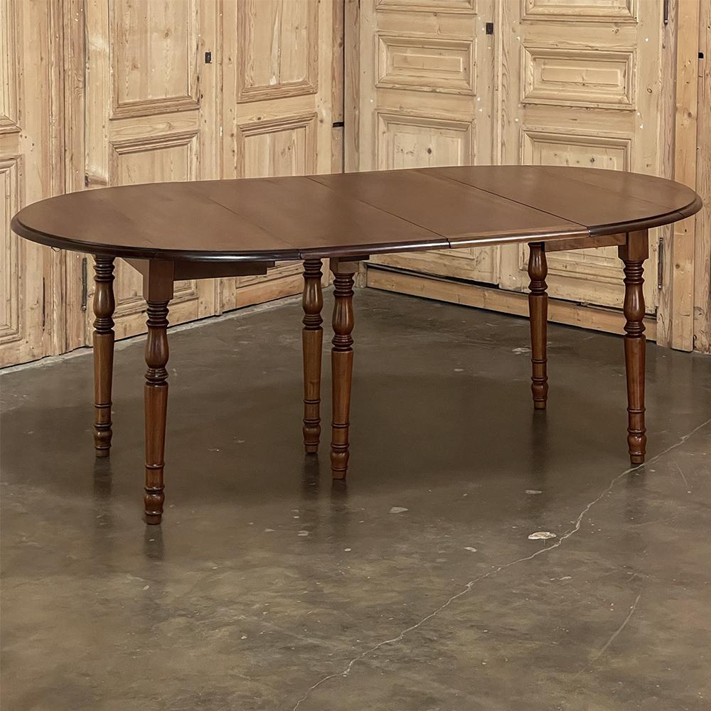 Late 19th Century 19th Century French Cherrywood Drop Leaf Dining Table with Leaves For Sale