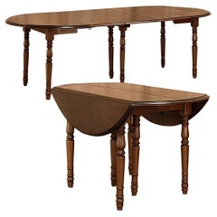 19th Century French Cherrywood Drop Leaf Dining Table with Leaves