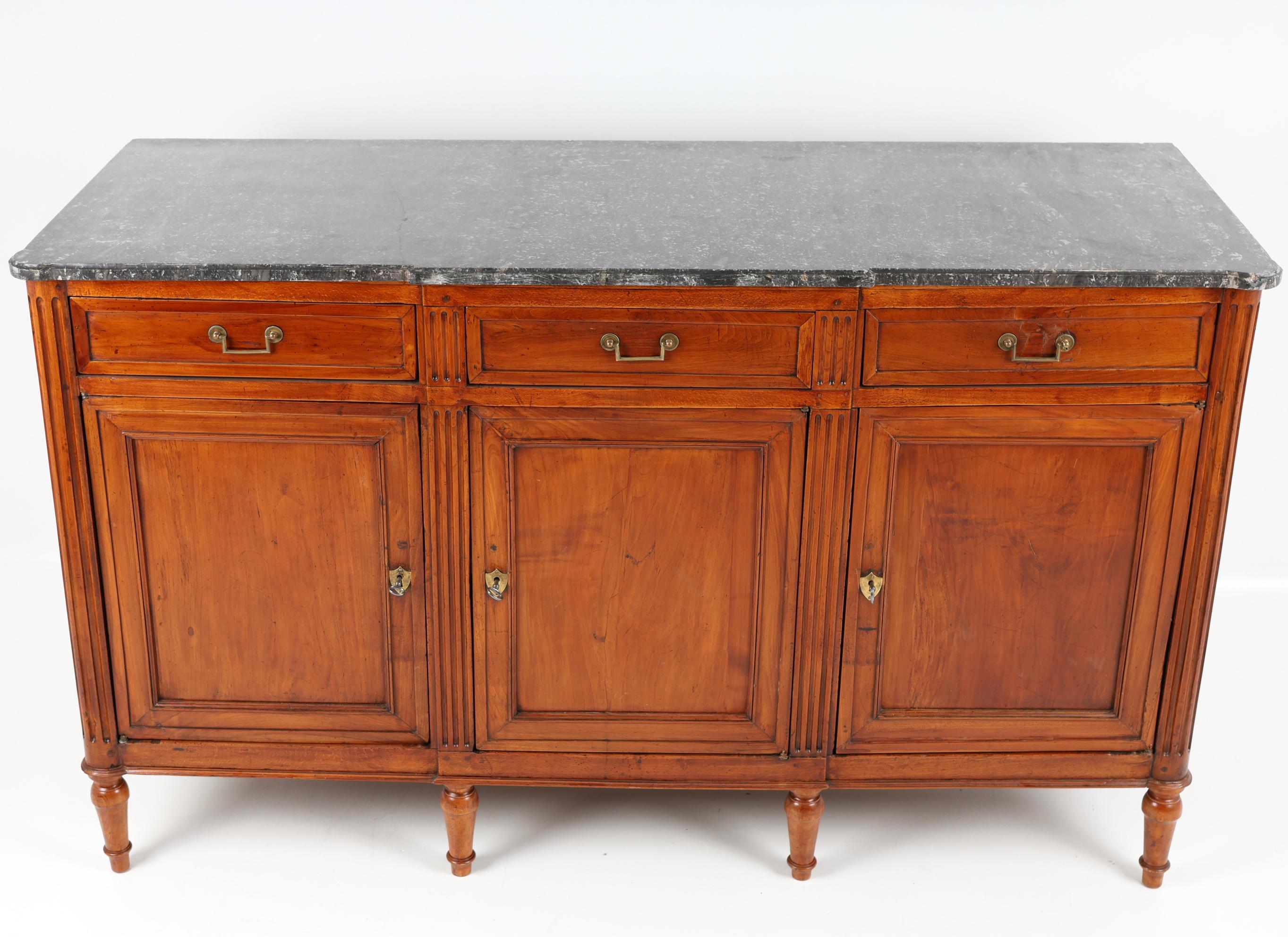 19th Century French Cherrywood Sideboard with Marble on top 5