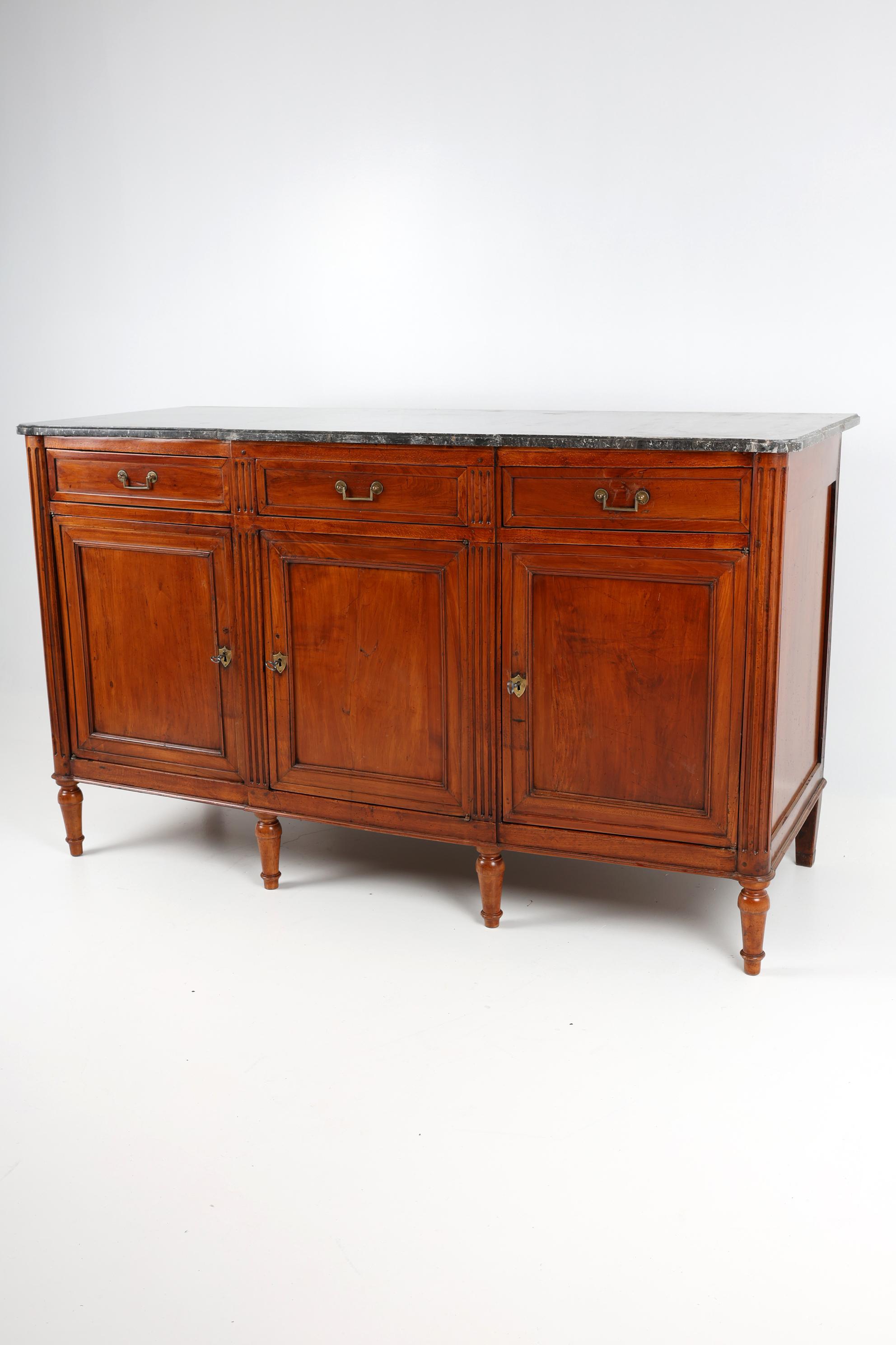 19th Century French Cherrywood Sideboard with Marble on top 6
