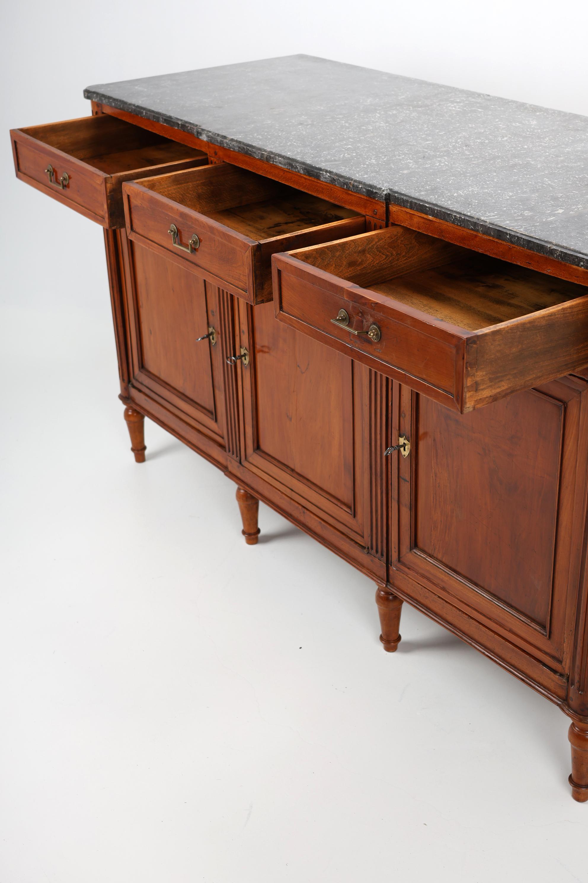19th Century French Cherrywood Sideboard with Marble on top 9