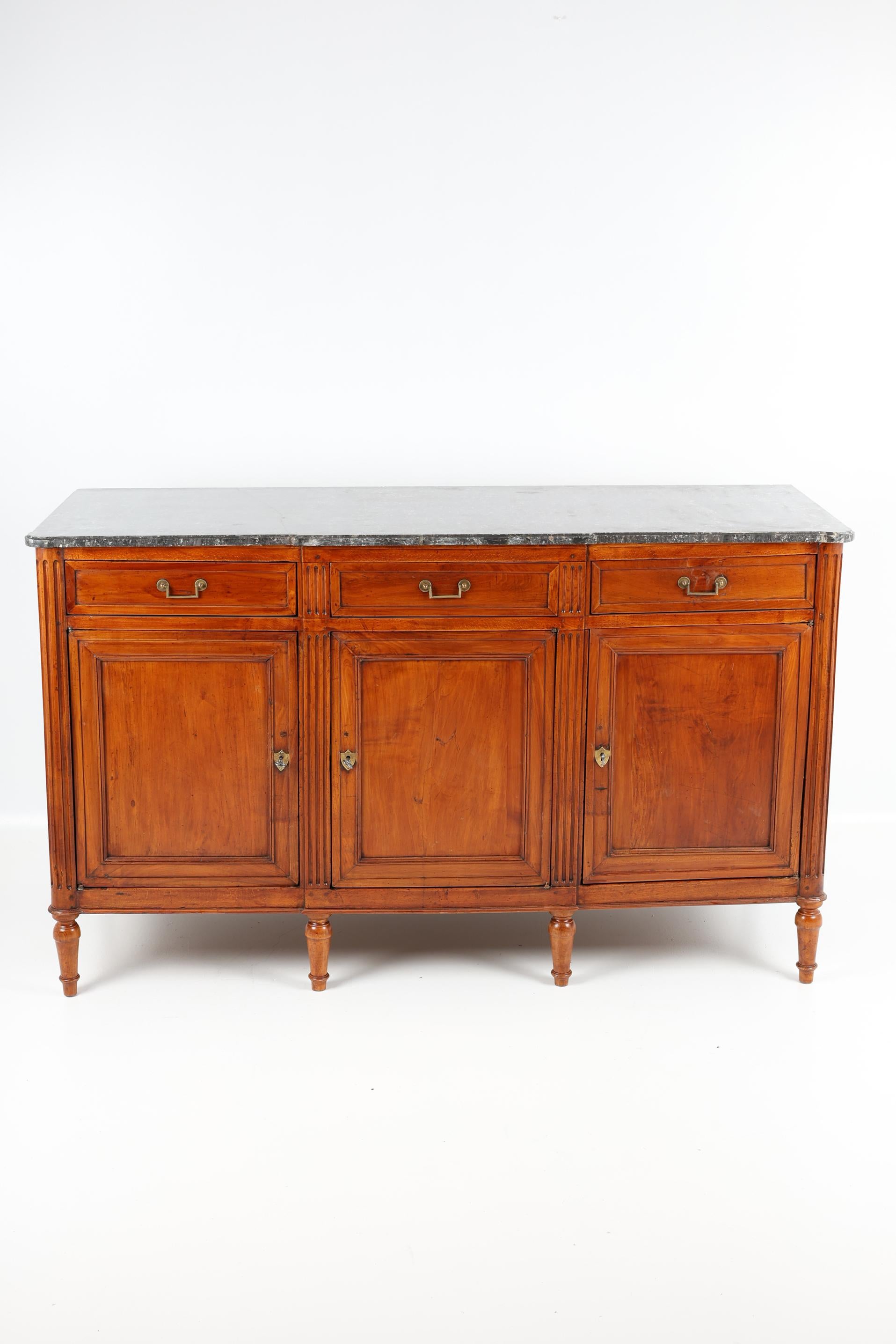 19th Century French Cherrywood Sideboard with Marble on top 13
