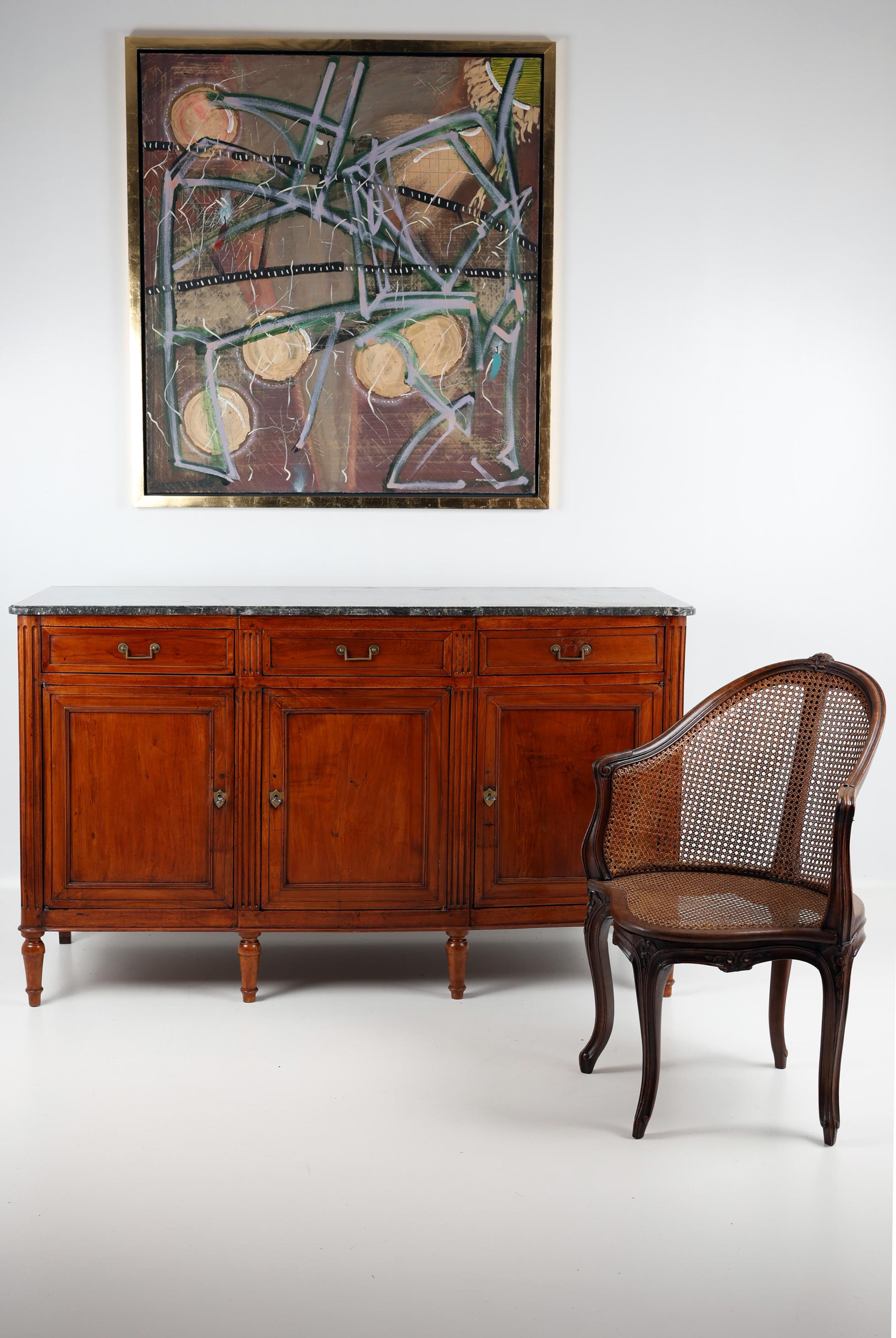 Louis XVI 19th Century French Cherrywood Sideboard with Marble on top