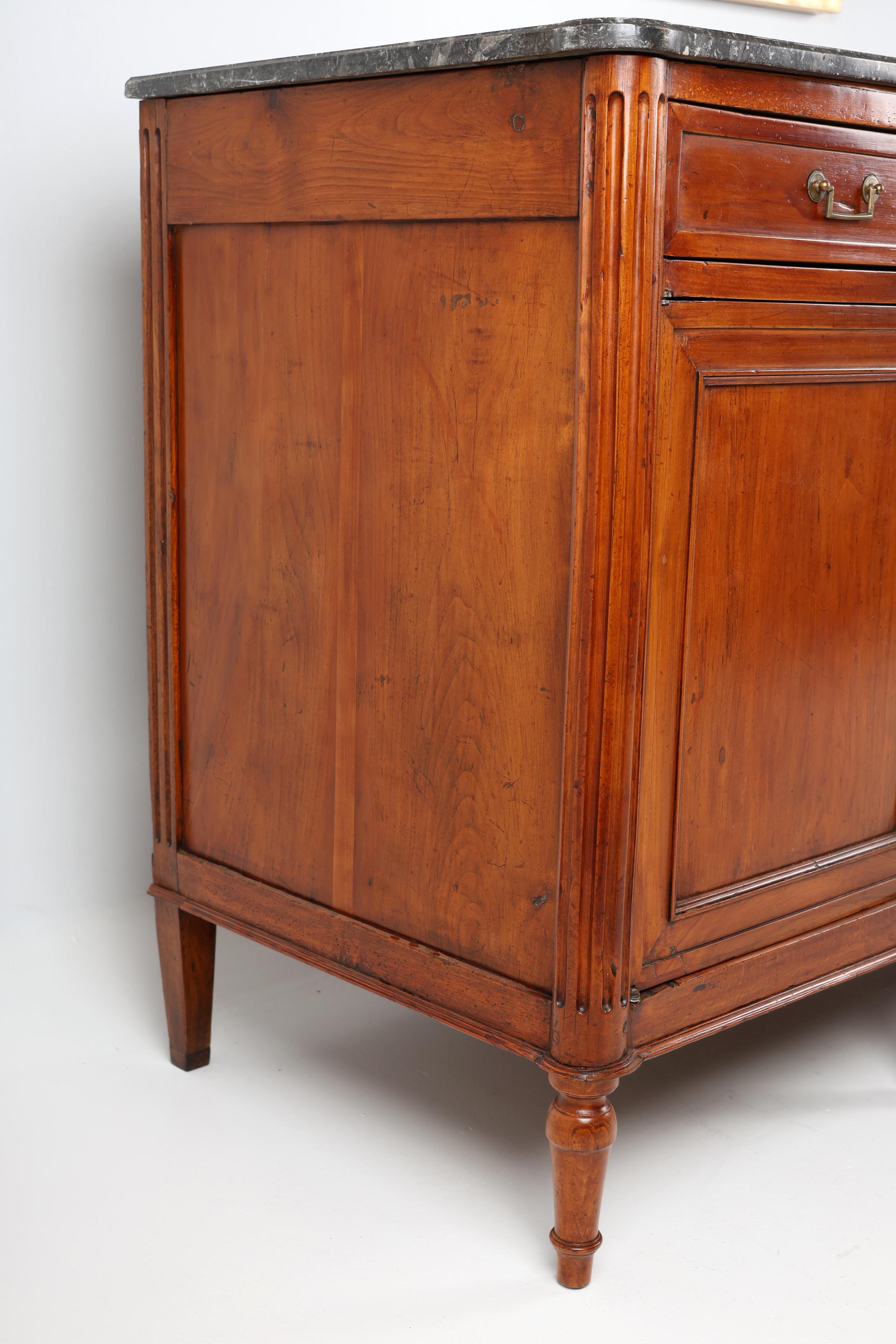 19th Century French Cherrywood Sideboard with Marble on top 1