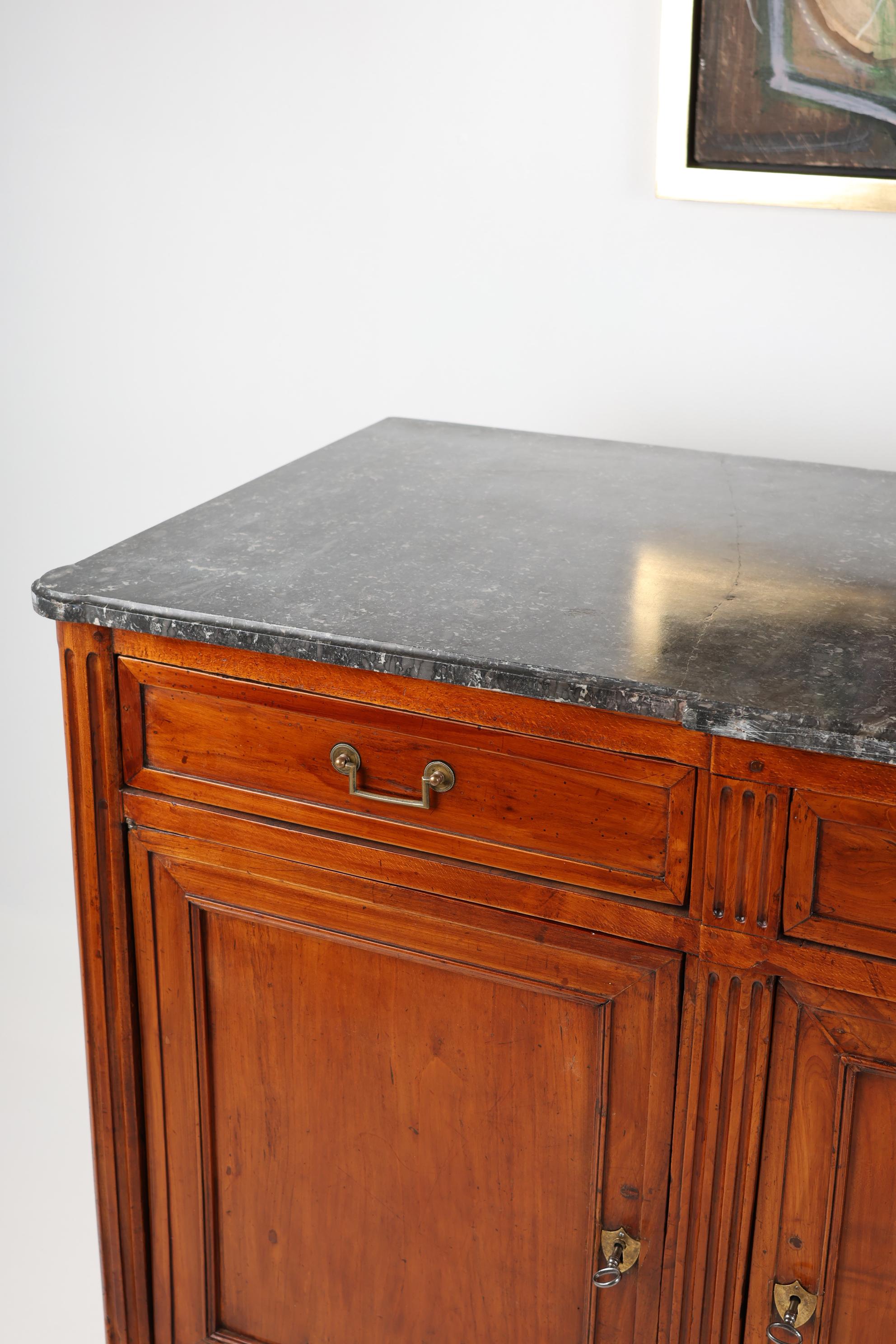 19th Century French Cherrywood Sideboard with Marble on top 2