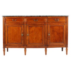 Antique 19th Century French Cherrywood Sideboard with Marble on top