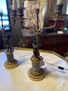 19th Century French Cherub Candelabra to Lamp