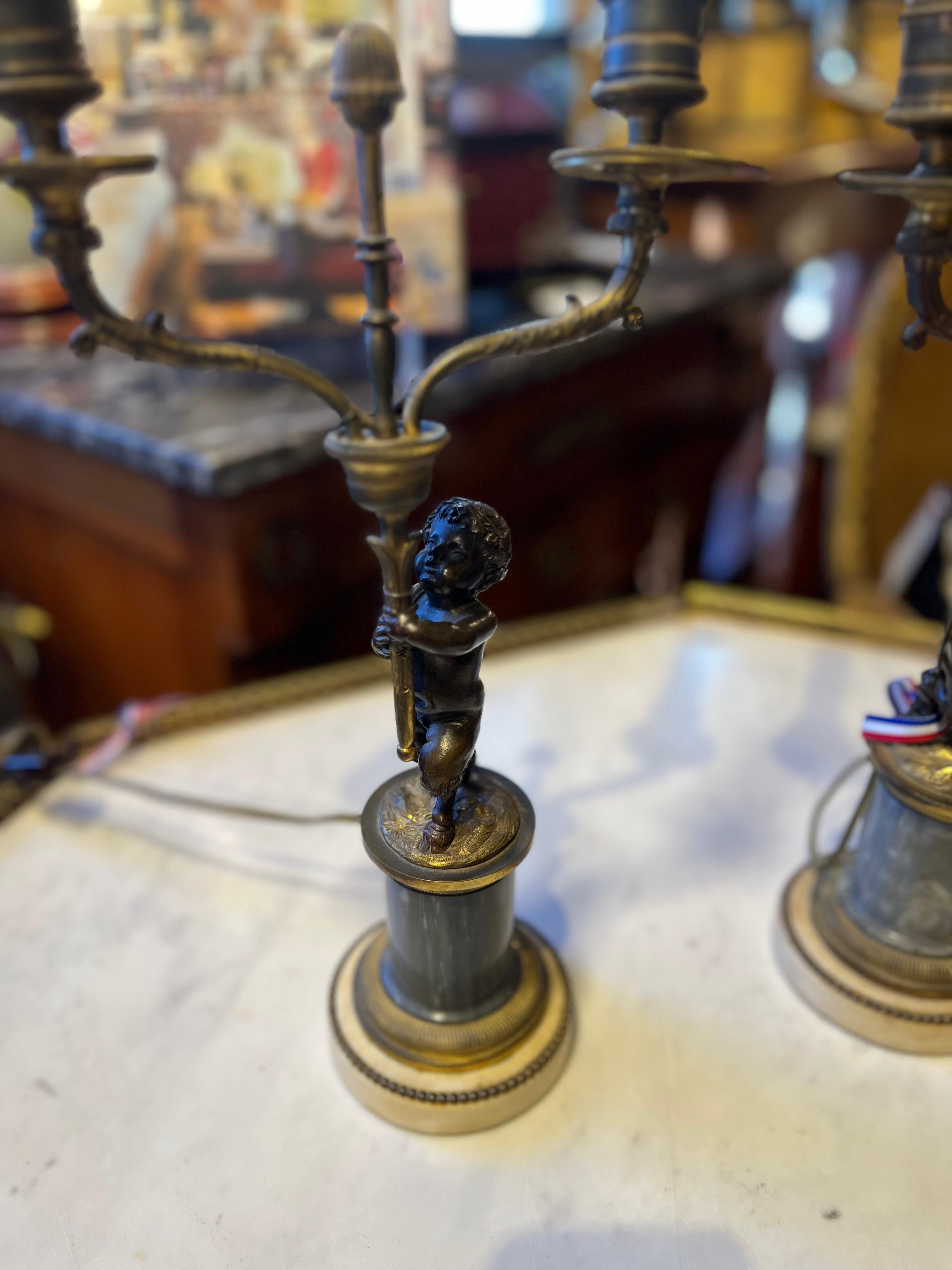 19th Century French Cherub Candelabra to Lamp In Good Condition For Sale In Scottsdale, AZ