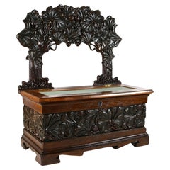 19th Century French Chest Bench With Chestnut Tree Motif, France ca. 1890/1900