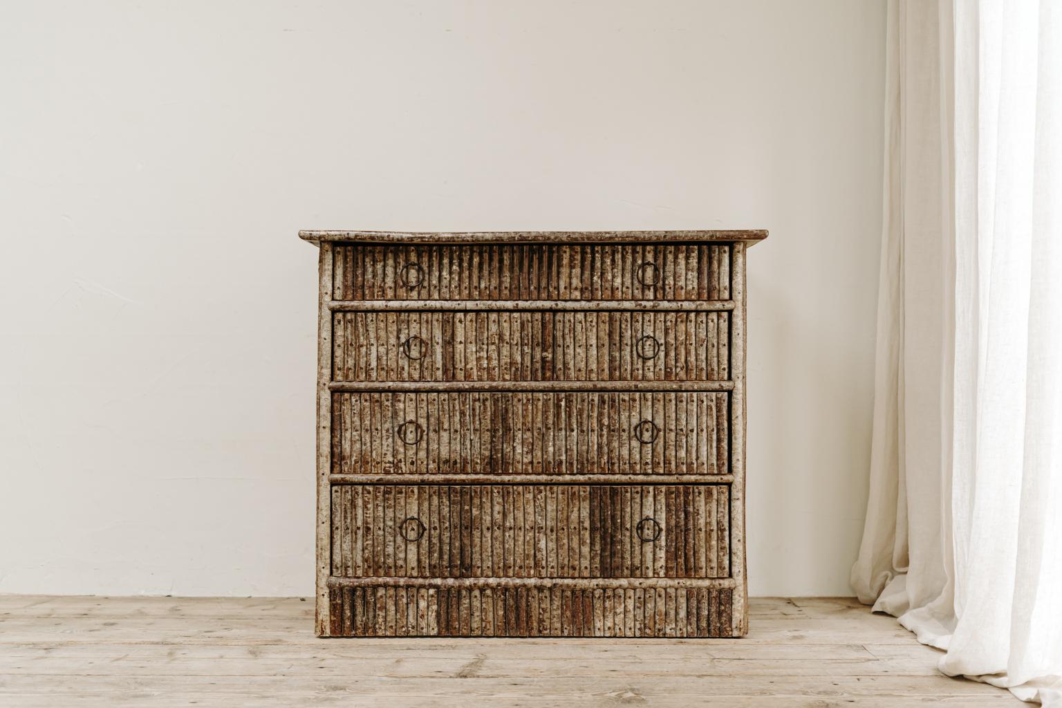 Found in the South West of France, this unique chest of drawers was made in 
poplarwood and hazelnut twig.