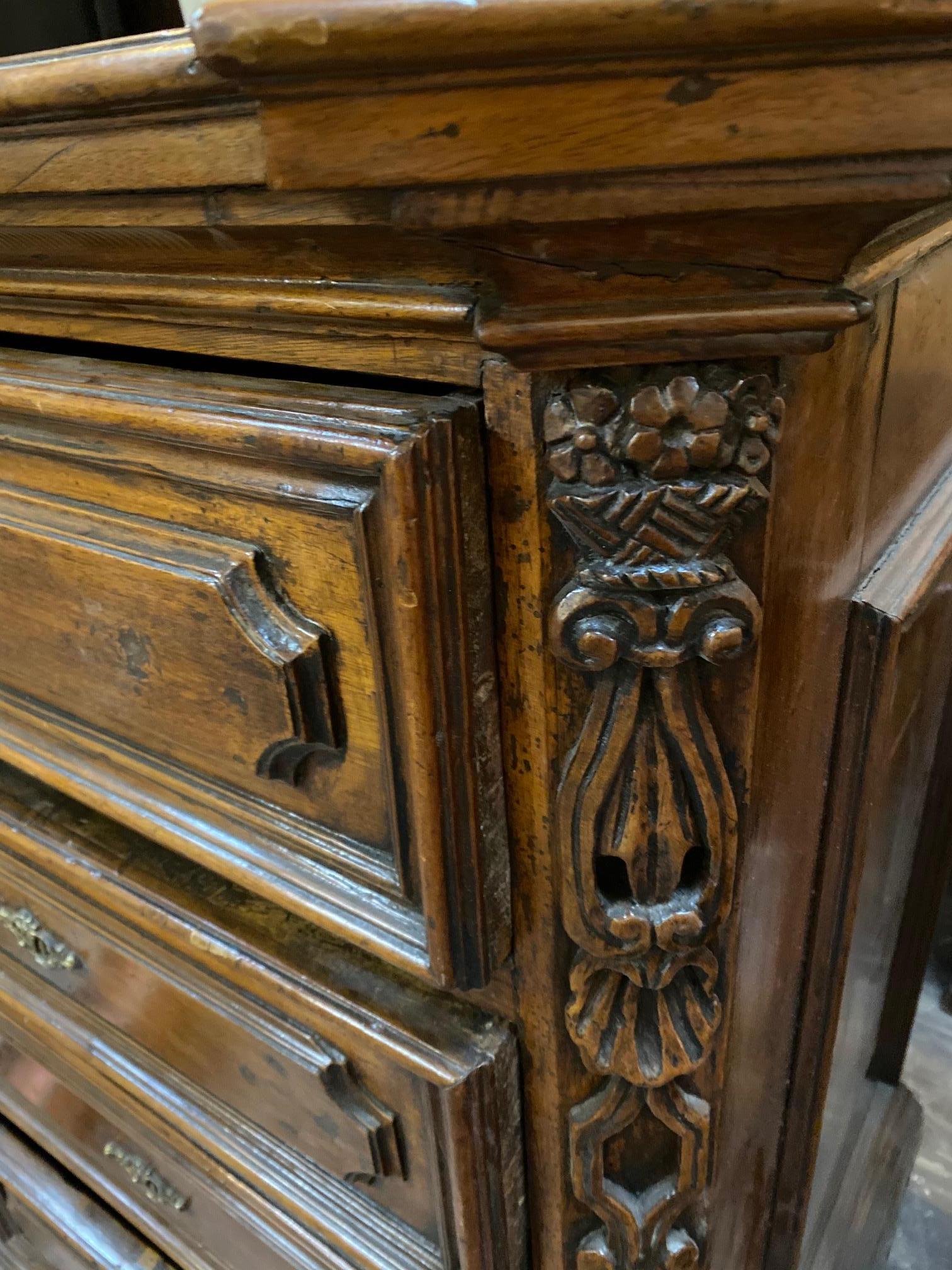 This antique chest of drawers originates from France, circa 1880. 

Measurements: 42'' H x 30'' W x 24'' D.