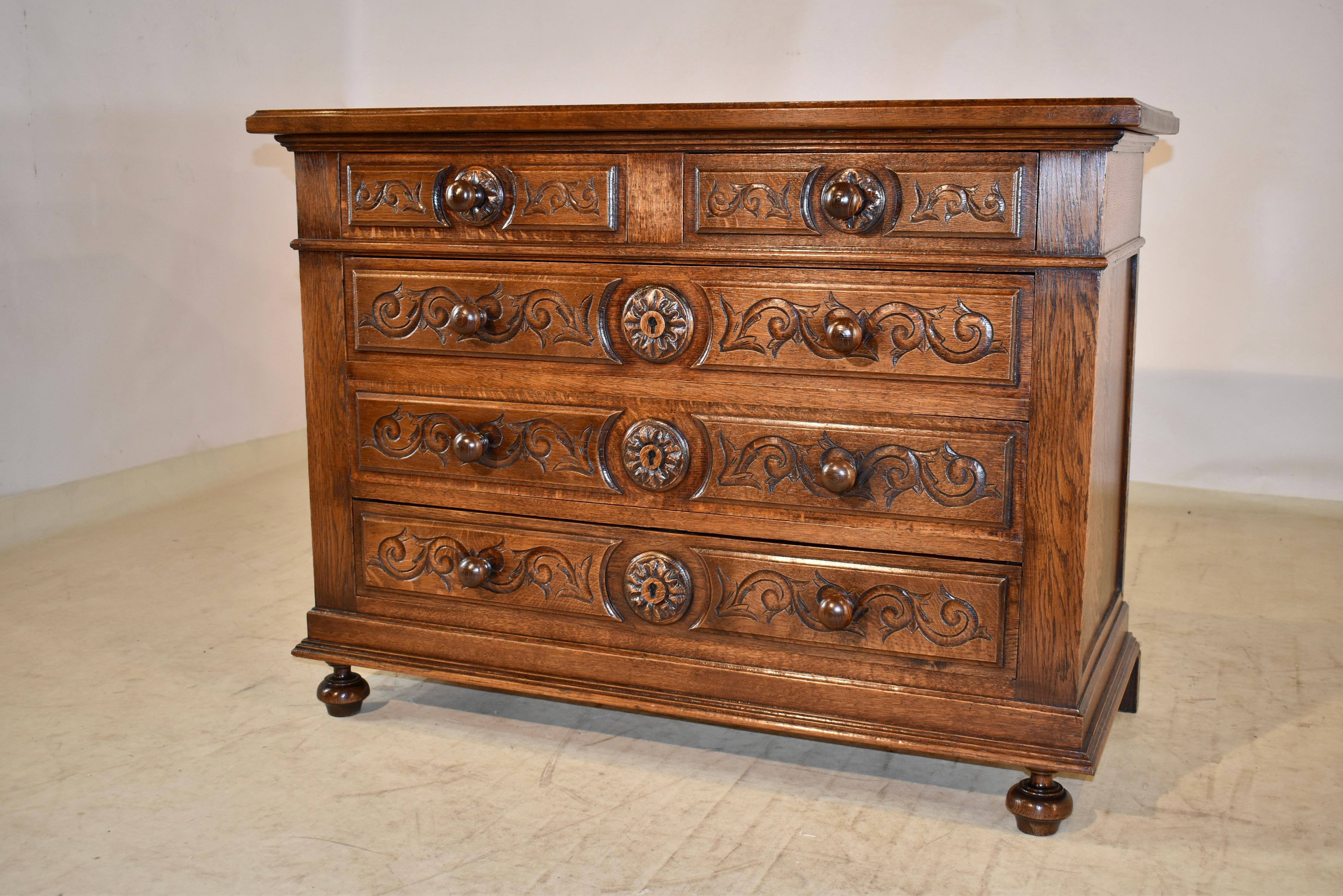 Oak 19th Century French Chest of Drawers For Sale
