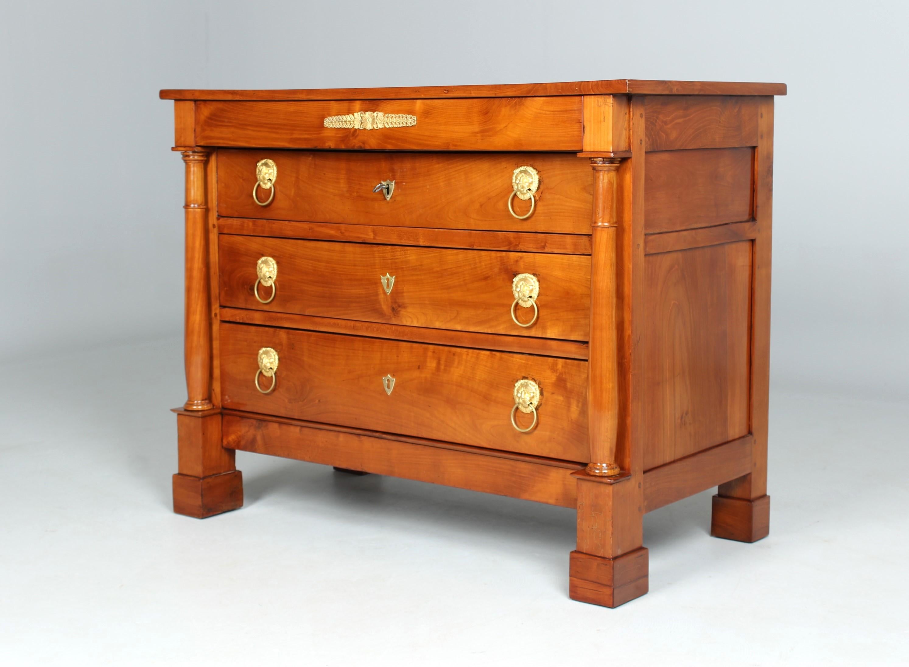 19th Century French Chest Of Drawers with Columns and Firegilt Fittings, c. 1830 4