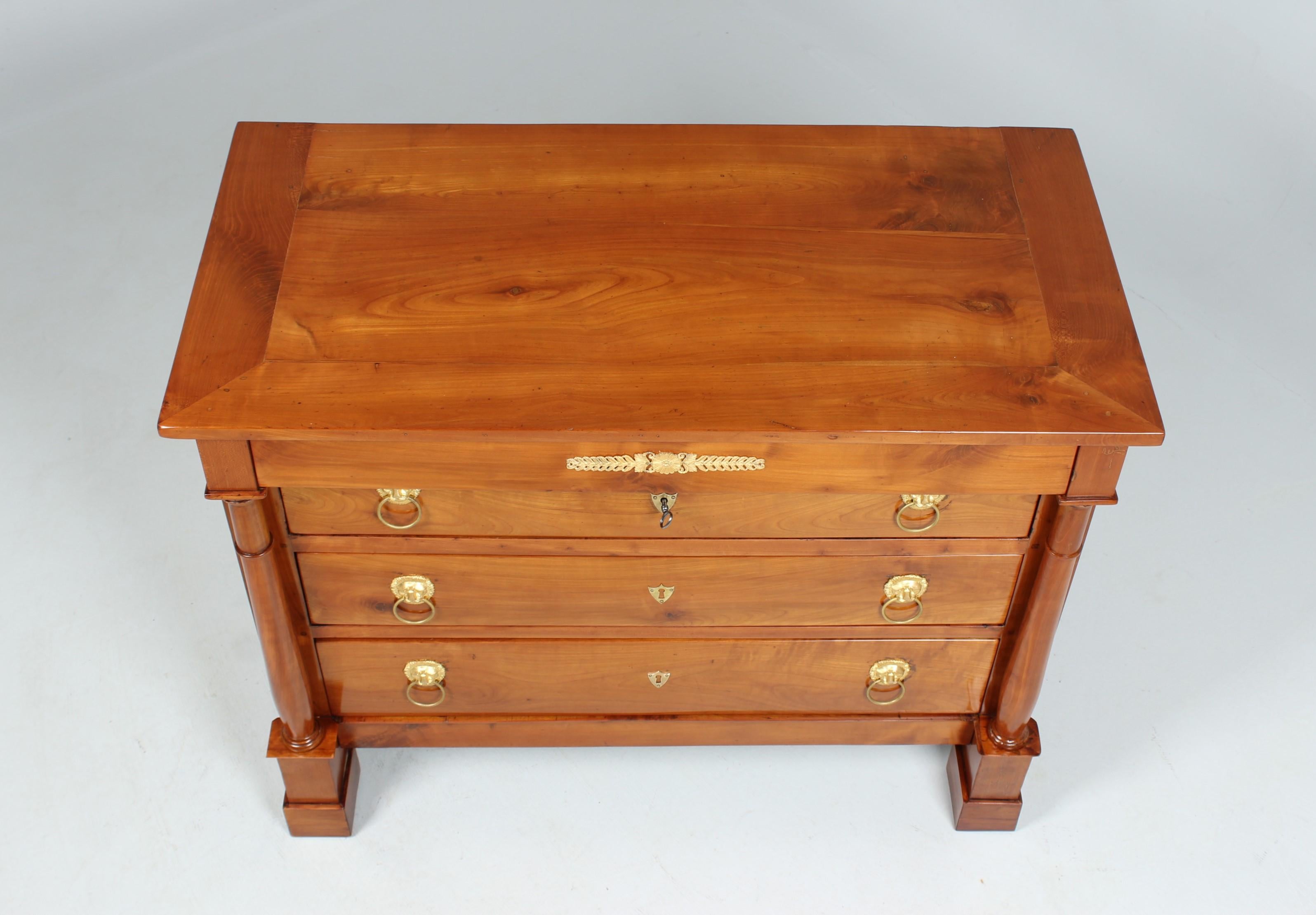 19th Century French Chest Of Drawers with Columns and Firegilt Fittings, c. 1830 7