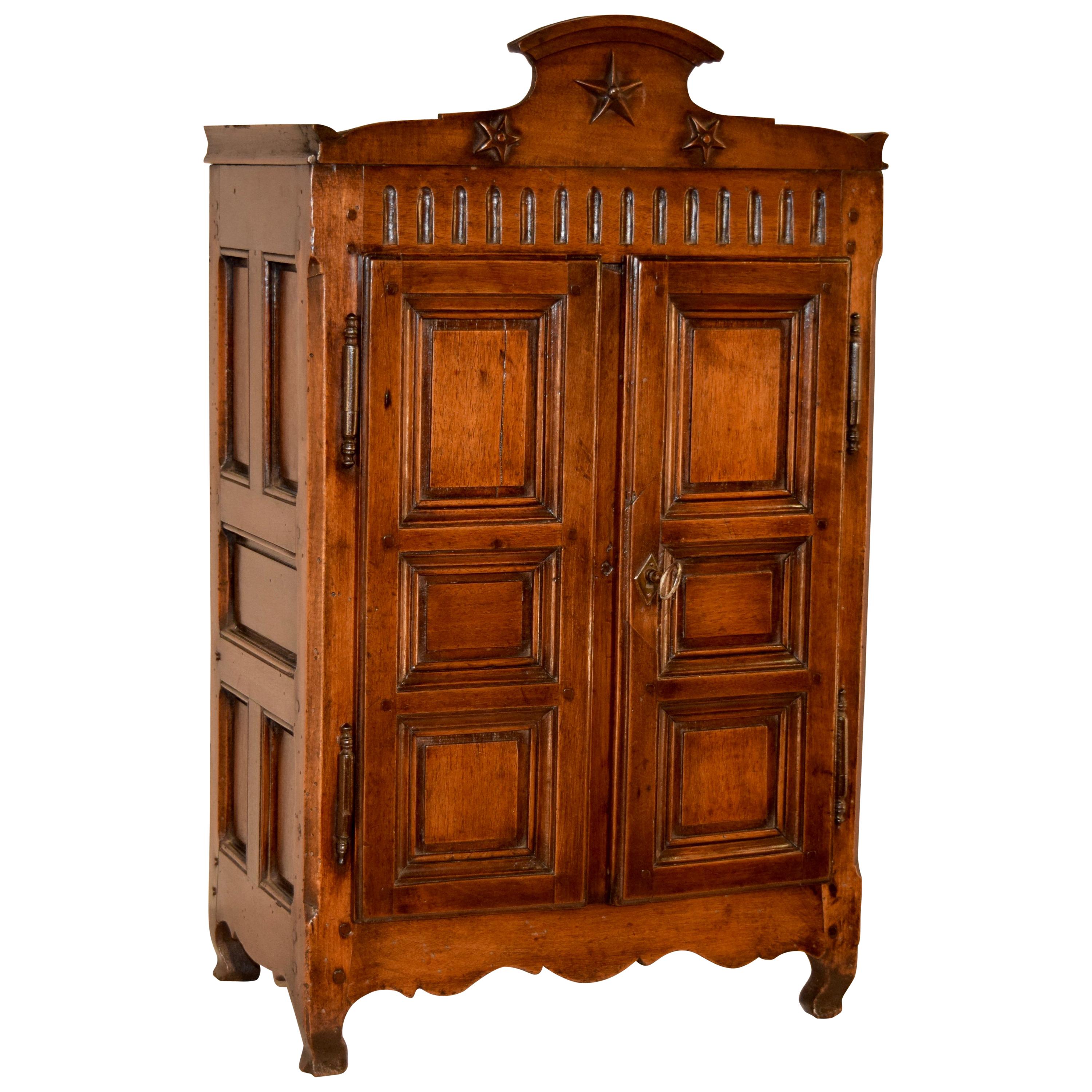 19th Century French Chestnut Diminutive Armoire For Sale