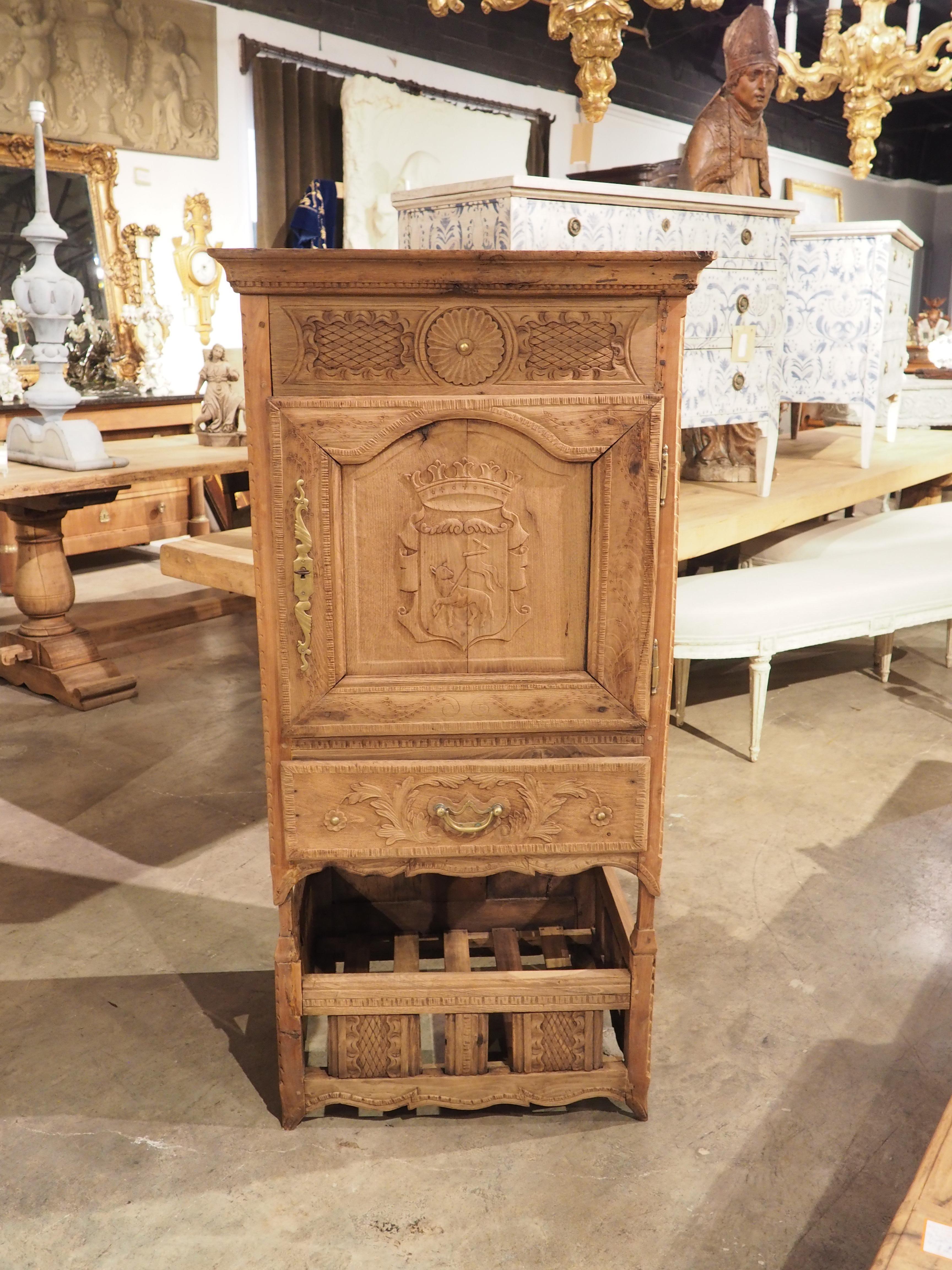 Bleached 19th Century French Chestnut Garde Manger or Food Cabinet from Normandy