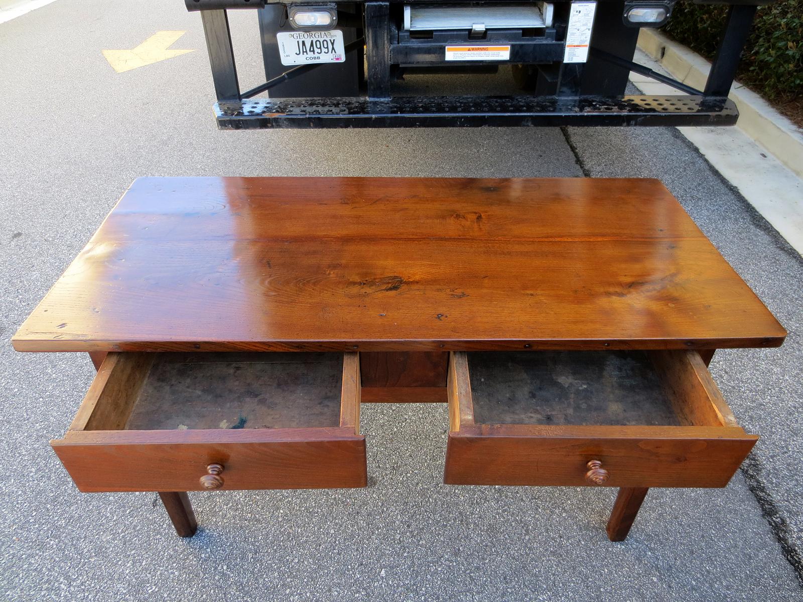 Wood 19th Century French Chestnut Server, Two Drawers For Sale