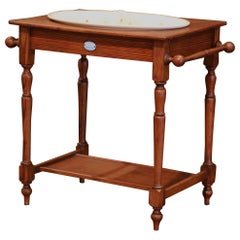 Antique 19th Century French Child Pine and Porcelain Washstand from Sarreguemines
