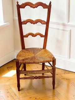19th Century French Child’s Provincial Pine Chair with Rush Seat