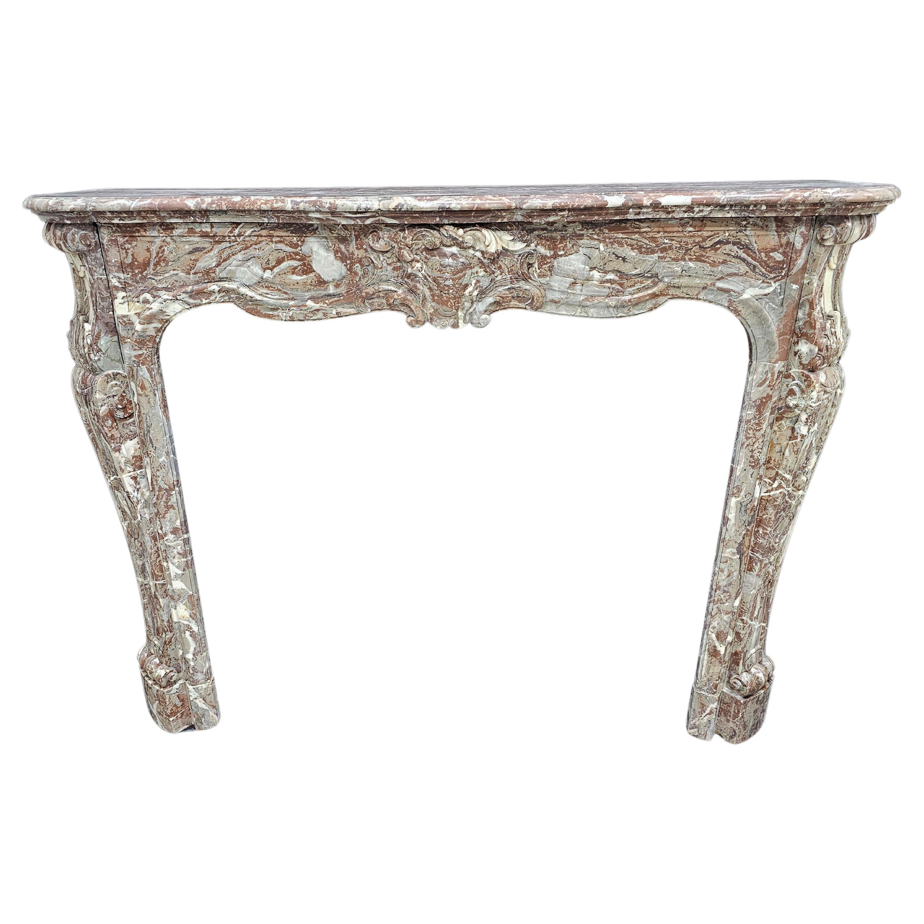 19th Century French Chimneypiece in Arabescato Orobico Rosso For Sale