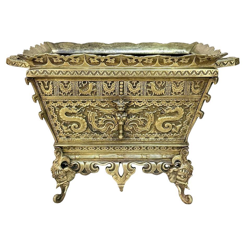 19th Century French Chinoiserie Bronze Jardiniere ~ Planter
