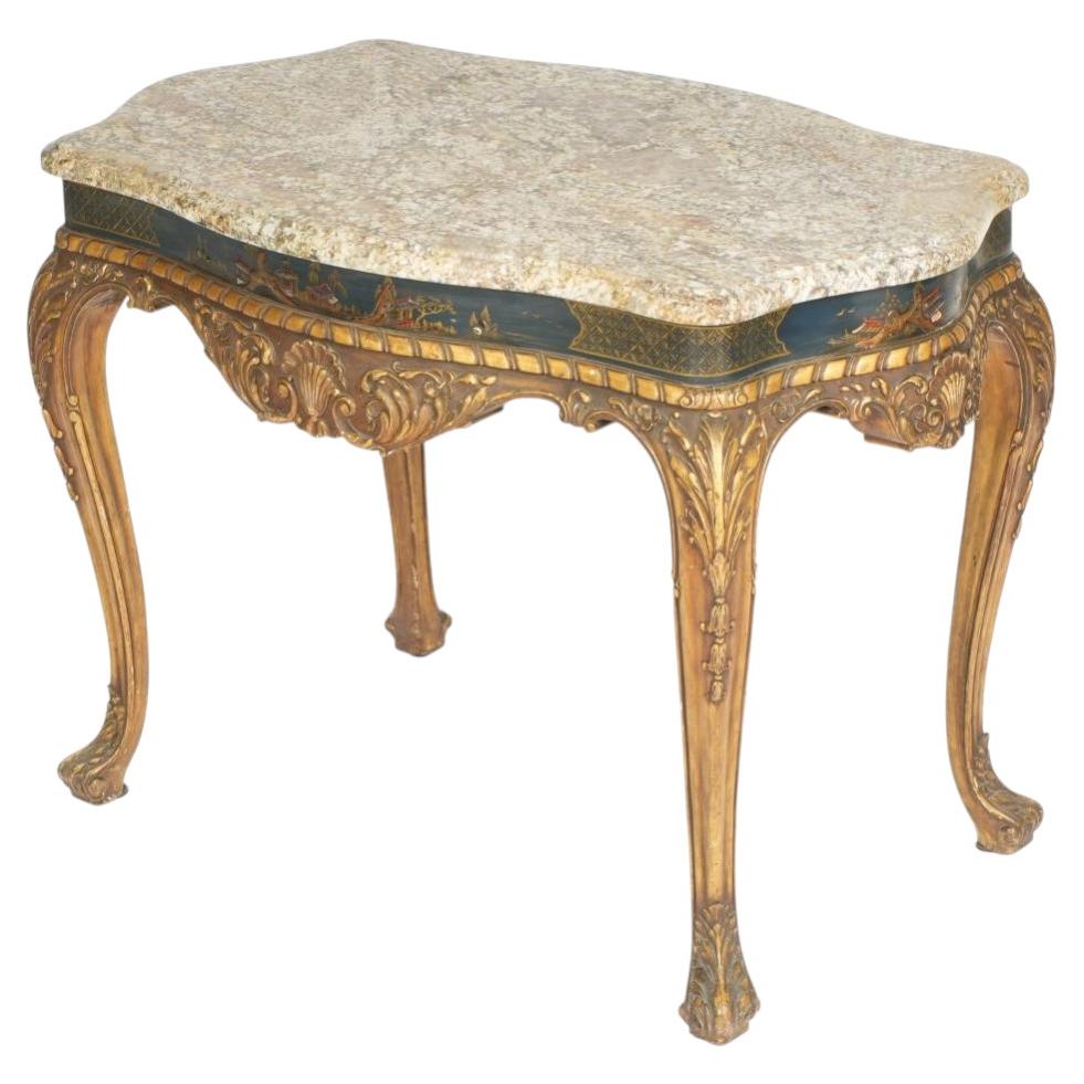 19th Century French Chinoiserie Center Table with Marble Top