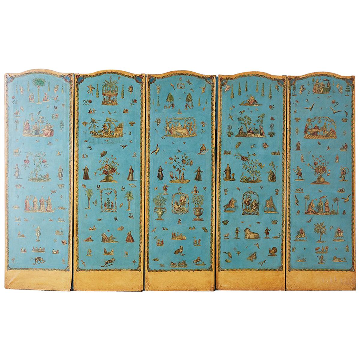 19th Century French Chinoiserie Decoupage Six Panel Screen