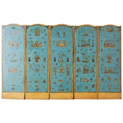 Antique 19th Century French Chinoiserie Decoupage Six Panel Screen